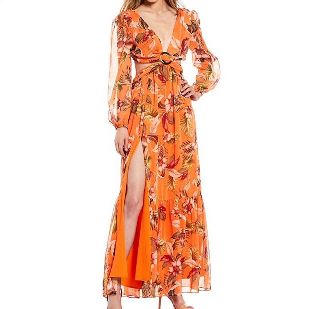 Kyra V-Neck Long Sleeve Cutout Maxi Dress